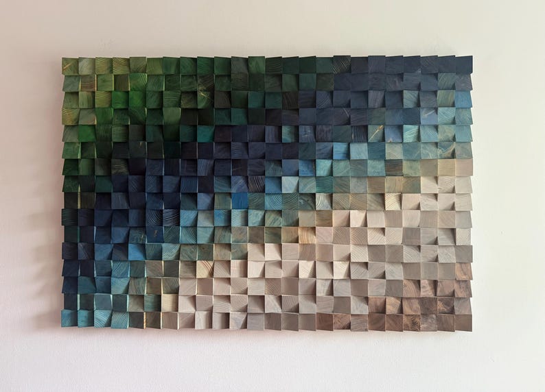 Oceanic Ombre 3D Wood Mosaic Wall Art