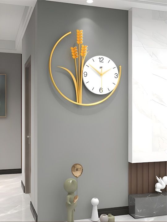 Golden Wheat Elegance Wall Clock