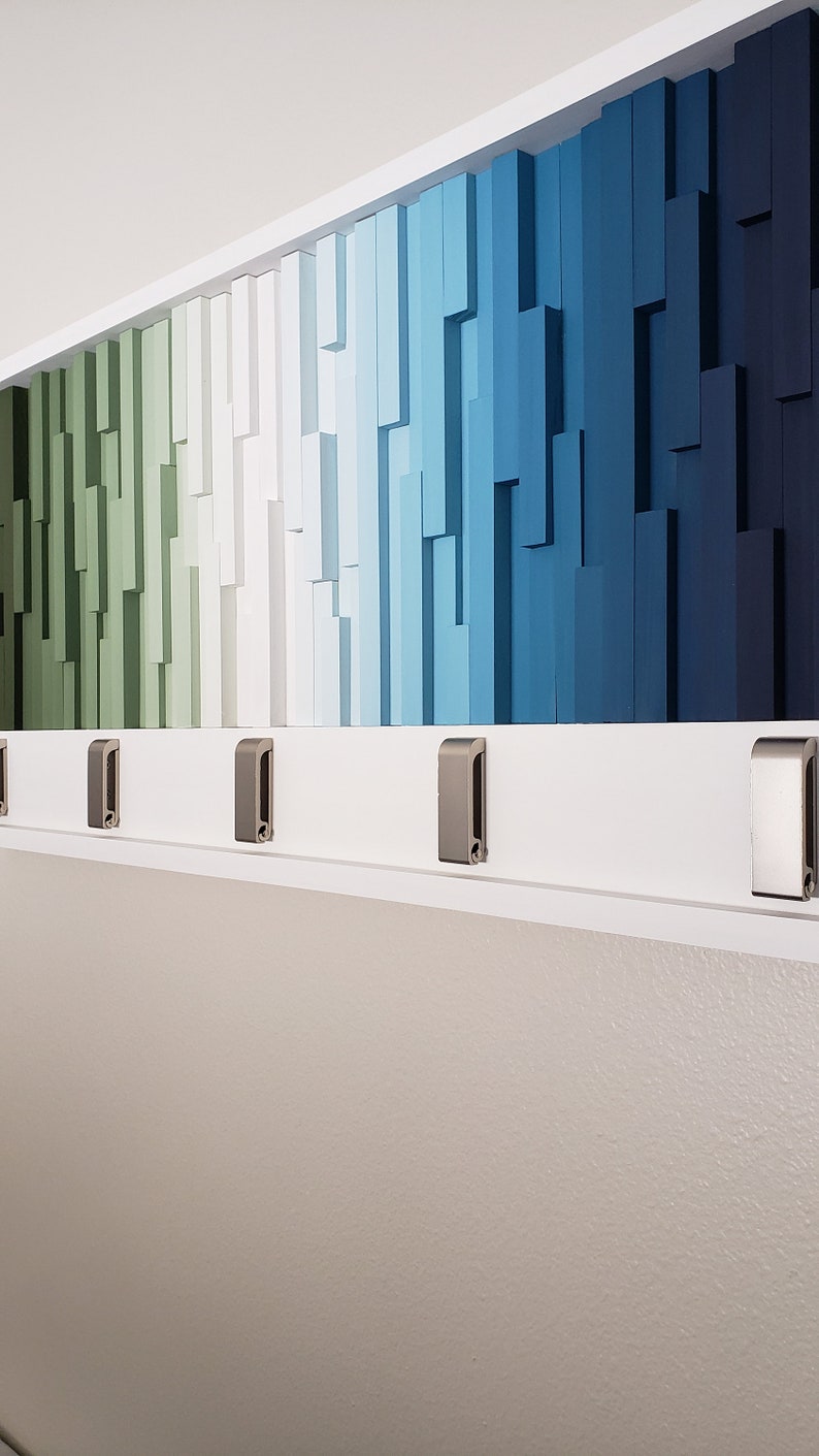Verdant Horizon Wall Hook Rack Plank Wood Mosaic Wall Decor
