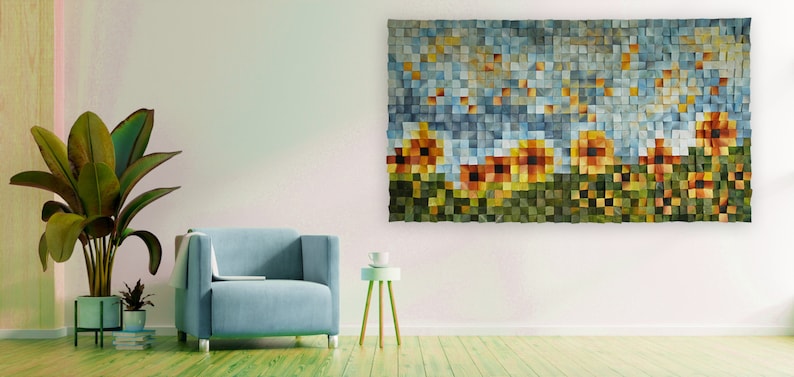 Sunflower Wood Mosaic Wall Decor