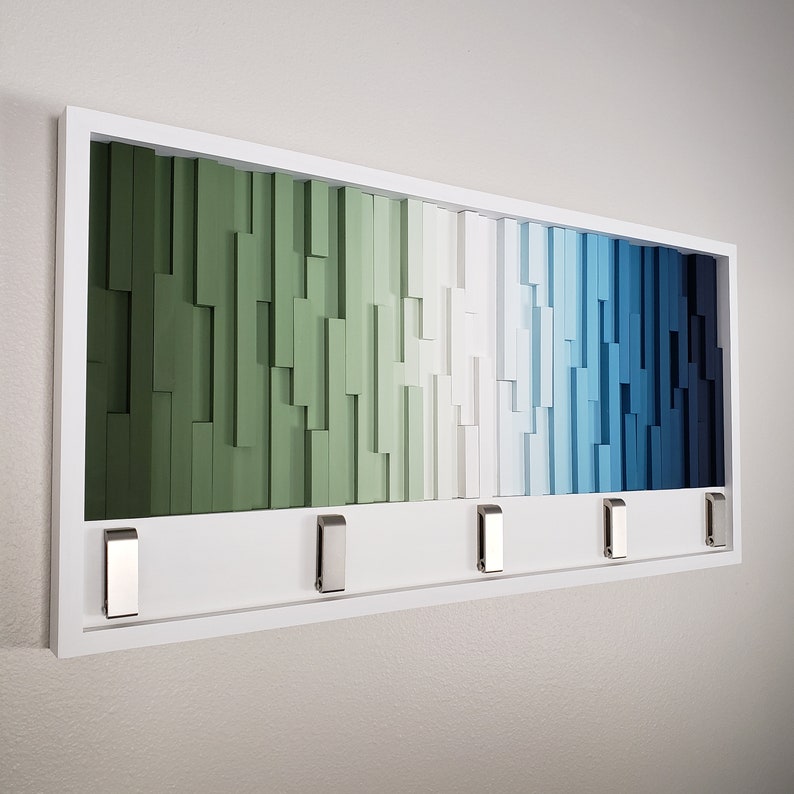 Verdant Horizon Wall Hook Rack Plank Wood Mosaic Wall Decor