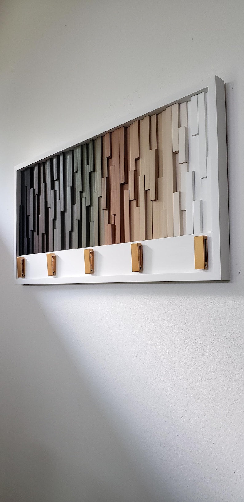 Nordic Spectrum Wall Hook Rack Plank Wood Mosaic Wall Decor