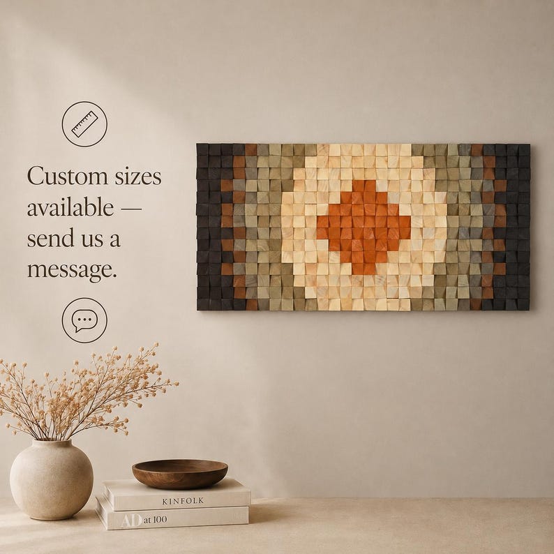 Sound Absorbing Art for Living Room Wood Mosaic Wall Decor