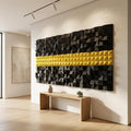 Obsidian Gold Wood Mosaic Wall Decor