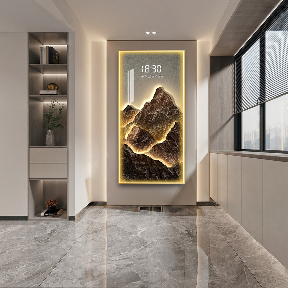 Shimmering Crystal Wall Art with LED and Digital Display