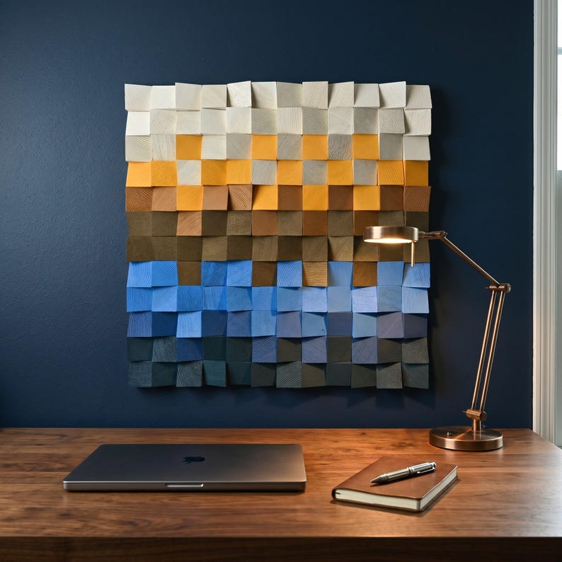 Square Acoustic Sound Diffuser Wood Mosaic Wall Decor