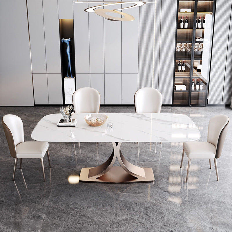 Luxury Italian Style Stainless Steel Rose Gold Dinning Table