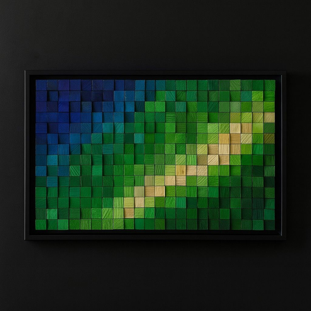 Emerald Wood Mosaic Wall Decor