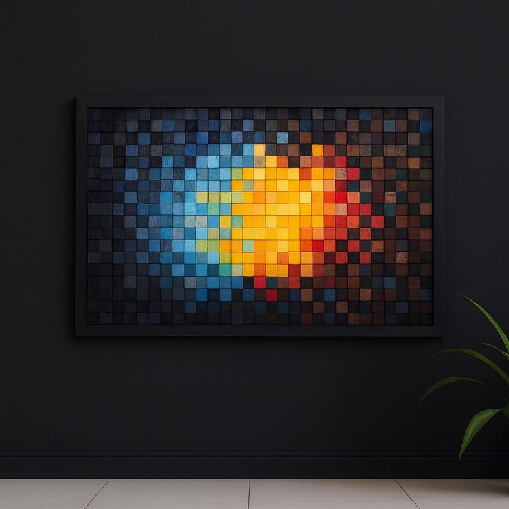 Radiant Pixel Fusion Wood Mosaic Wall Decor