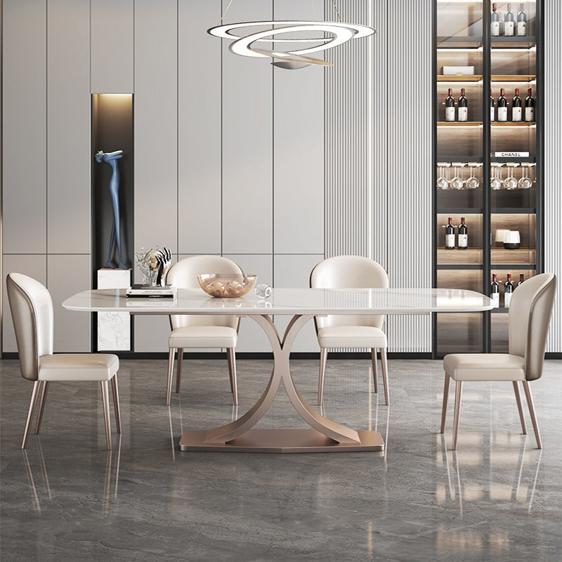 Luxury Italian Style Stainless Steel Rose Gold Dinning Table