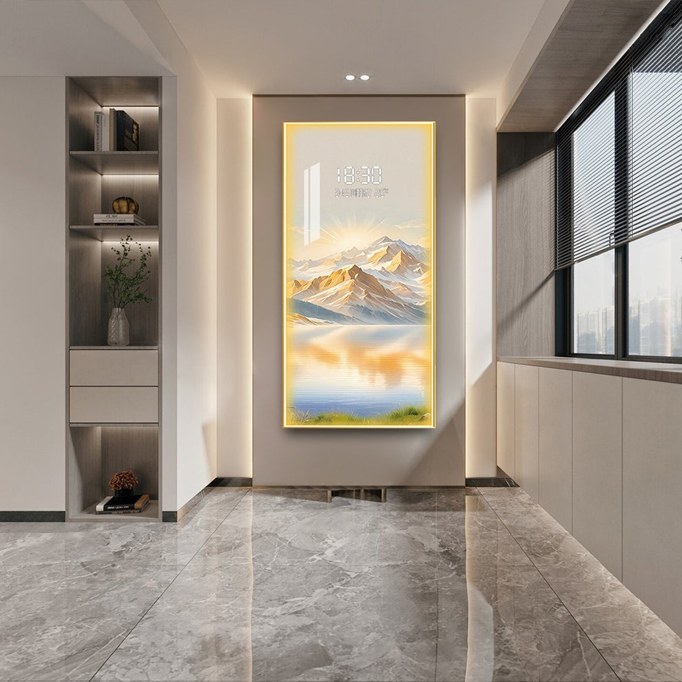Mountain Love Crystal Painting With Digital Clock And Led