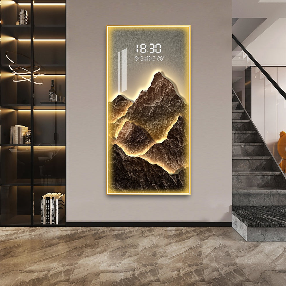Shimmering Crystal Wall Art with LED and Digital Display