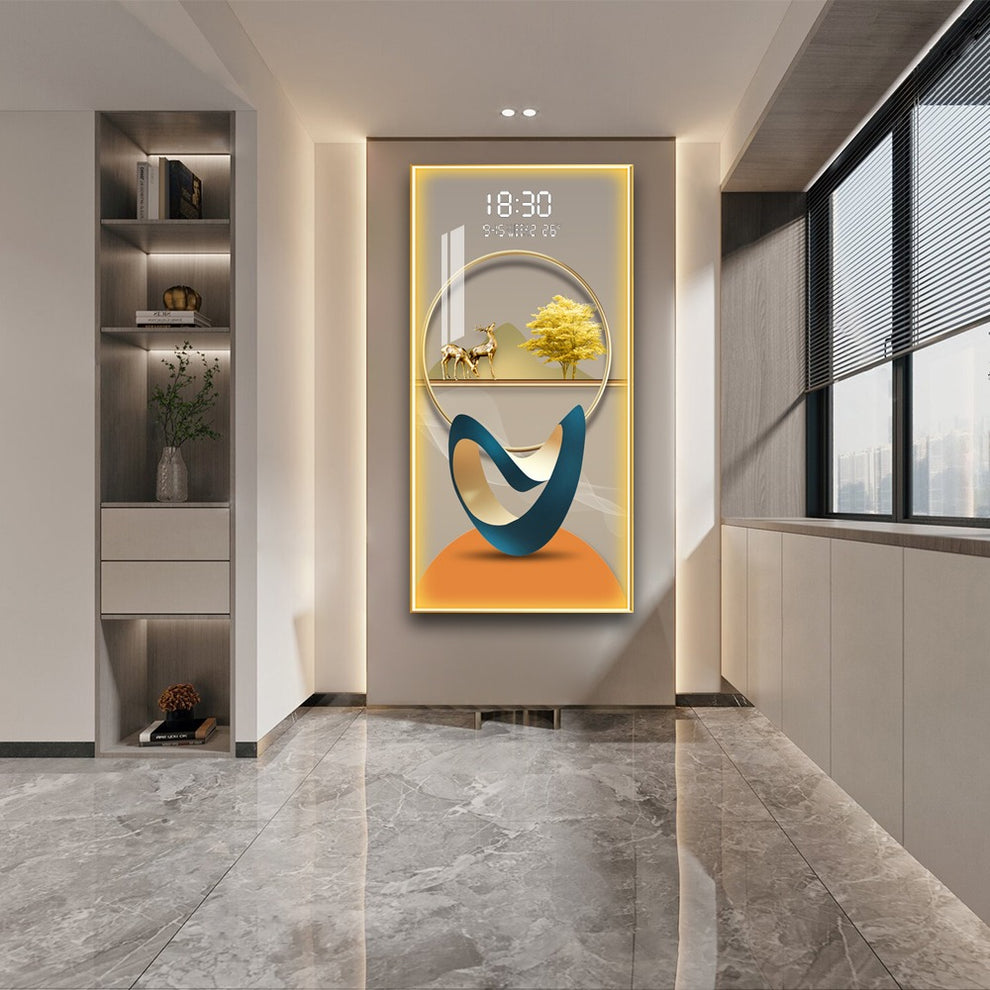 Smoothing Harmony Crystal Painting With Digital Clock And Led