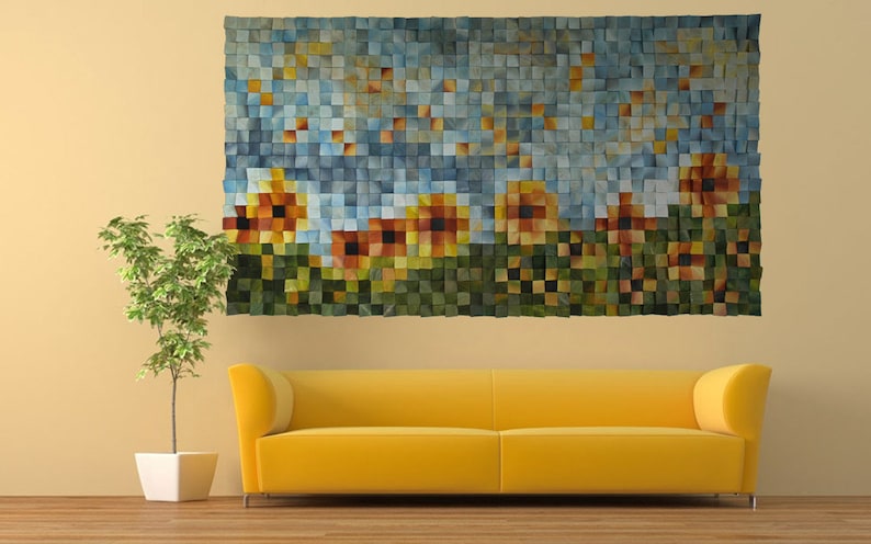 Sunflower Wood Mosaic Wall Decor