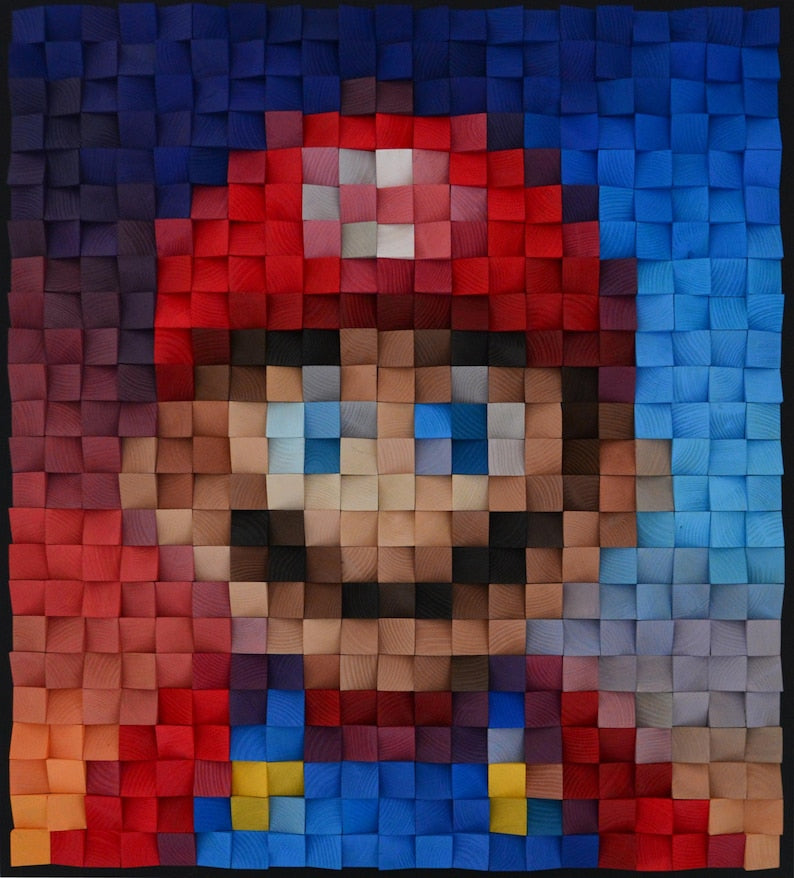 Mario Wood Mosaic Wall Decor
