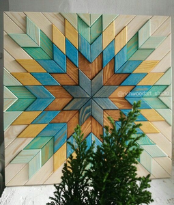 Handmade Wood Star Mosaic Boho Art