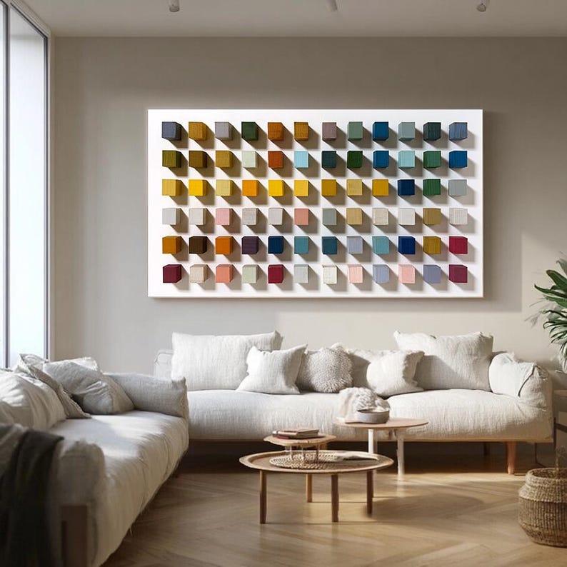 Colorful Wood Art Painting Wood Mosaic Wall Decor