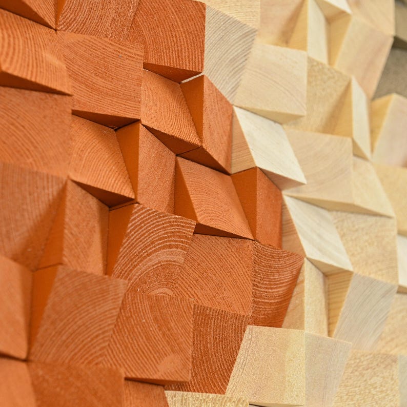 Sound Absorbing Art for Living Room Wood Mosaic Wall Decor