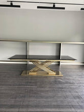 Load image into Gallery viewer, Stainless Steel Matte Brass Gold Dinning Table
