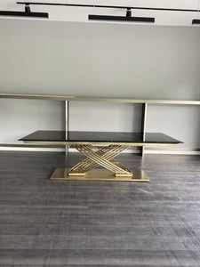 Stainless Steel Matte Brass Gold Dinning Table
