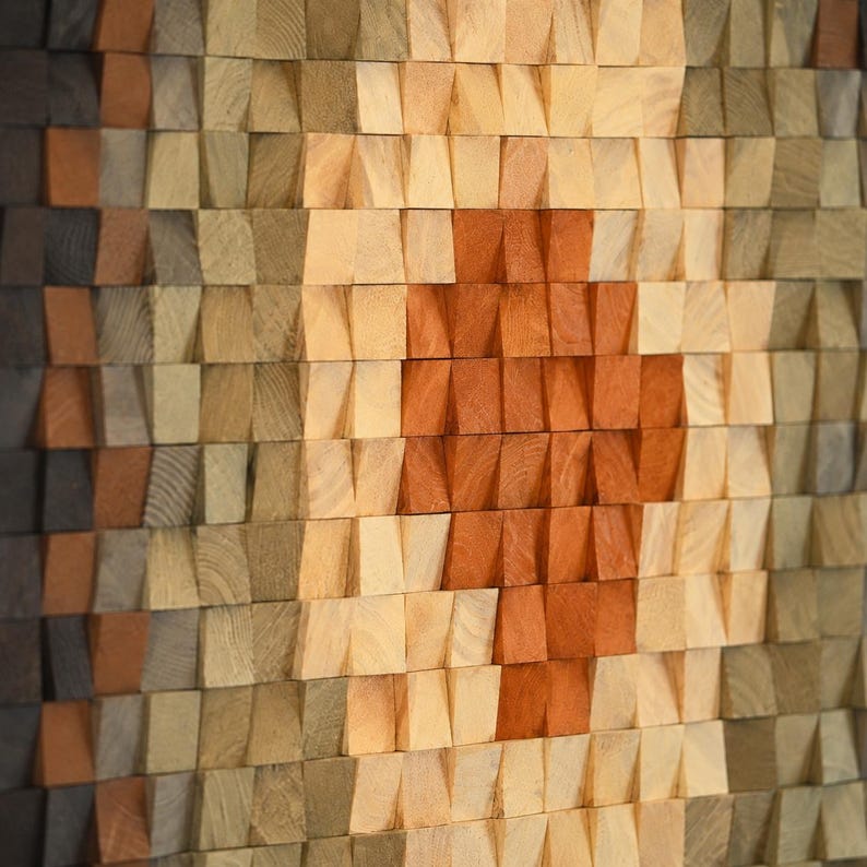Sound Absorbing Art for Living Room Wood Mosaic Wall Decor
