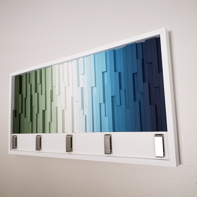 Verdant Horizon Wall Hook Rack Plank Wood Mosaic Wall Decor
