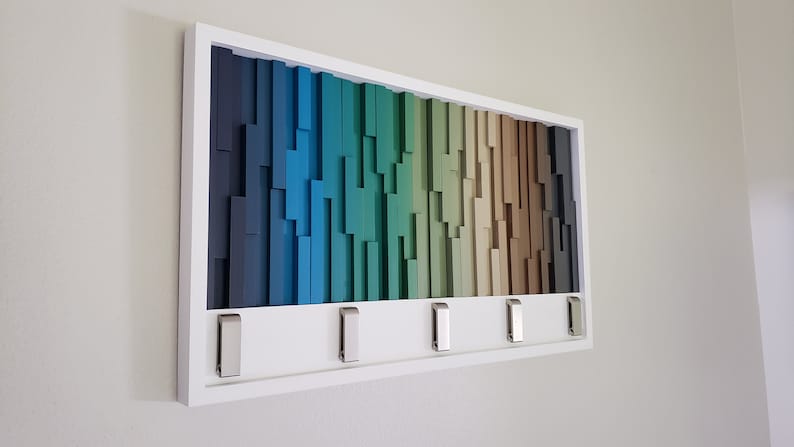 Spectrum Ridge Wall Hook Rack Plank Wood Mosaic Wall Decor