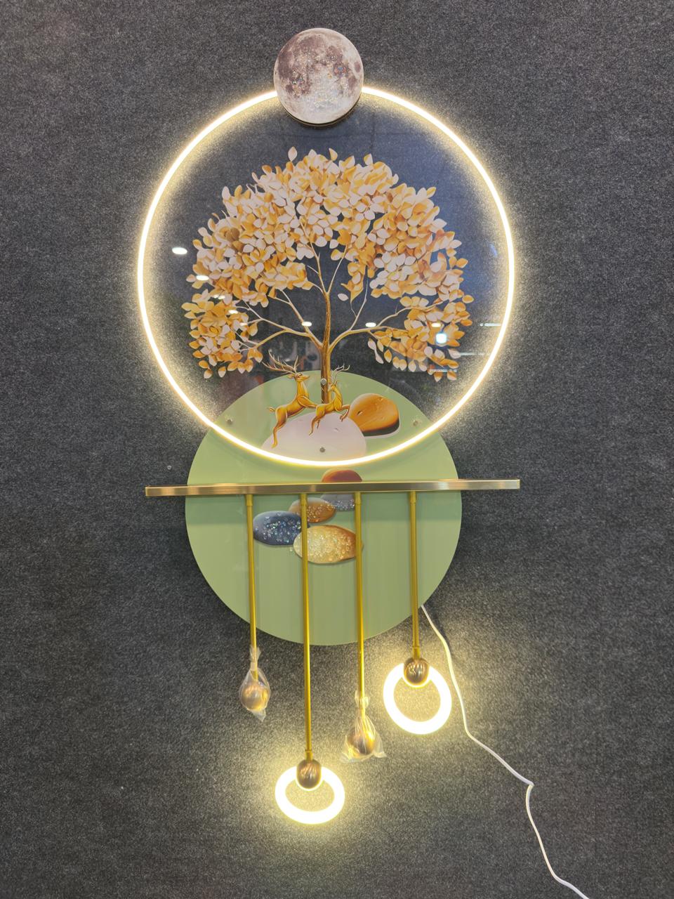 Golden Tree with Deer Wall Decor