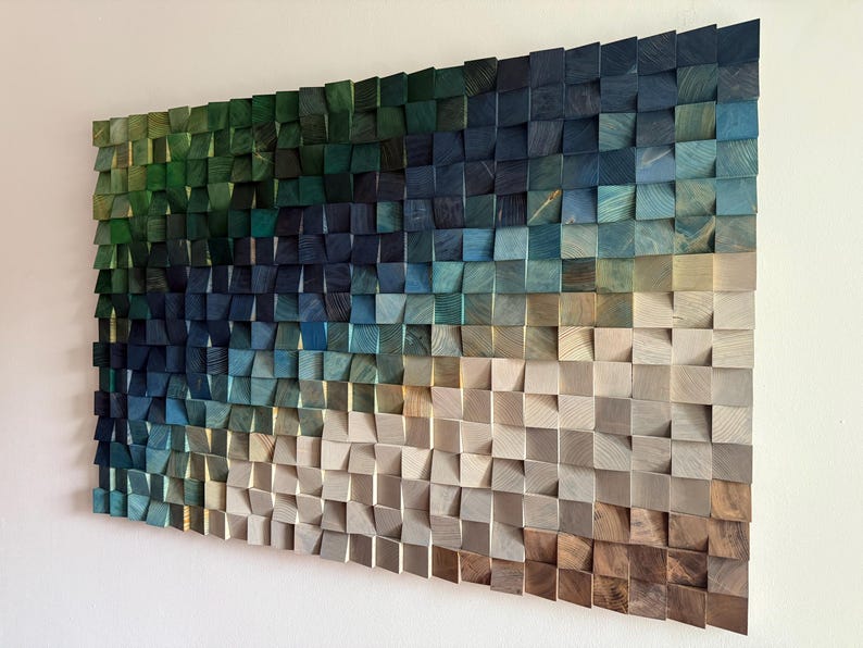 Oceanic Ombre 3D Wood Mosaic Wall Art