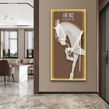 Load image into Gallery viewer, White Horse Crystal Painting With Digital Clock And Led
