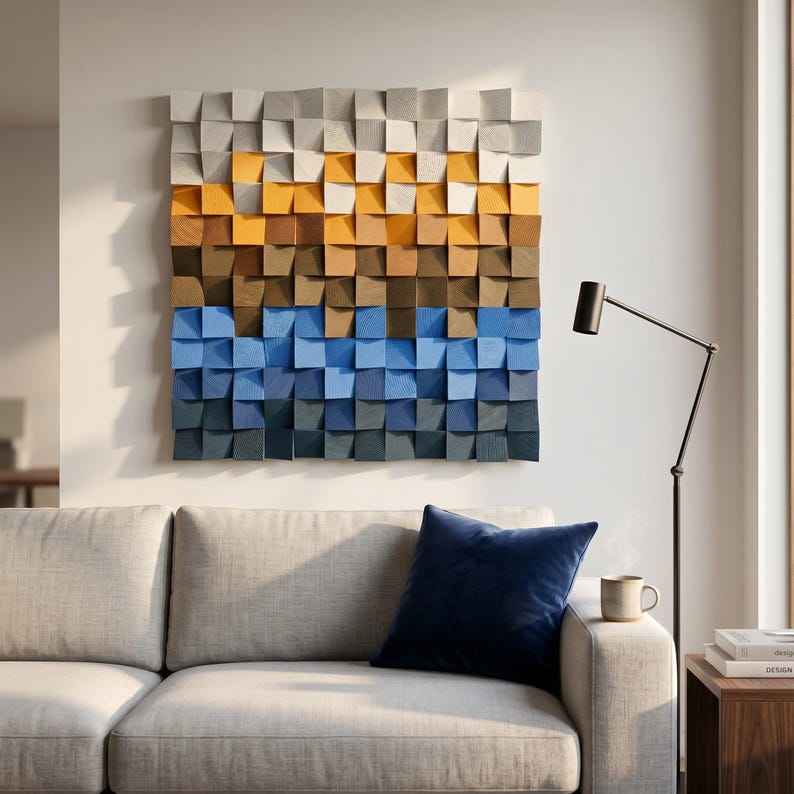 Square Acoustic Sound Diffuser Wood Mosaic Wall Decor