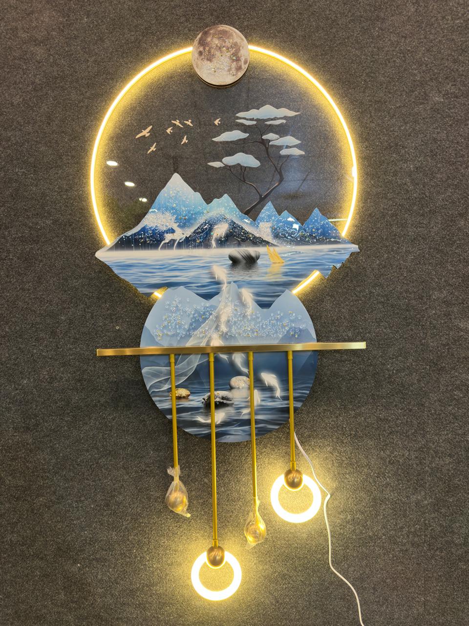 Bluestone Illuminated Wall Decor – Mountain & Waterfall Scene