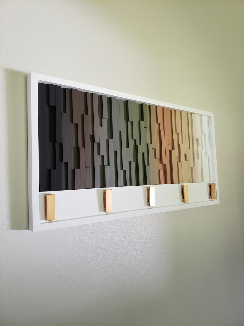 Nordic Spectrum Wall Hook Rack Plank Wood Mosaic Wall Decor