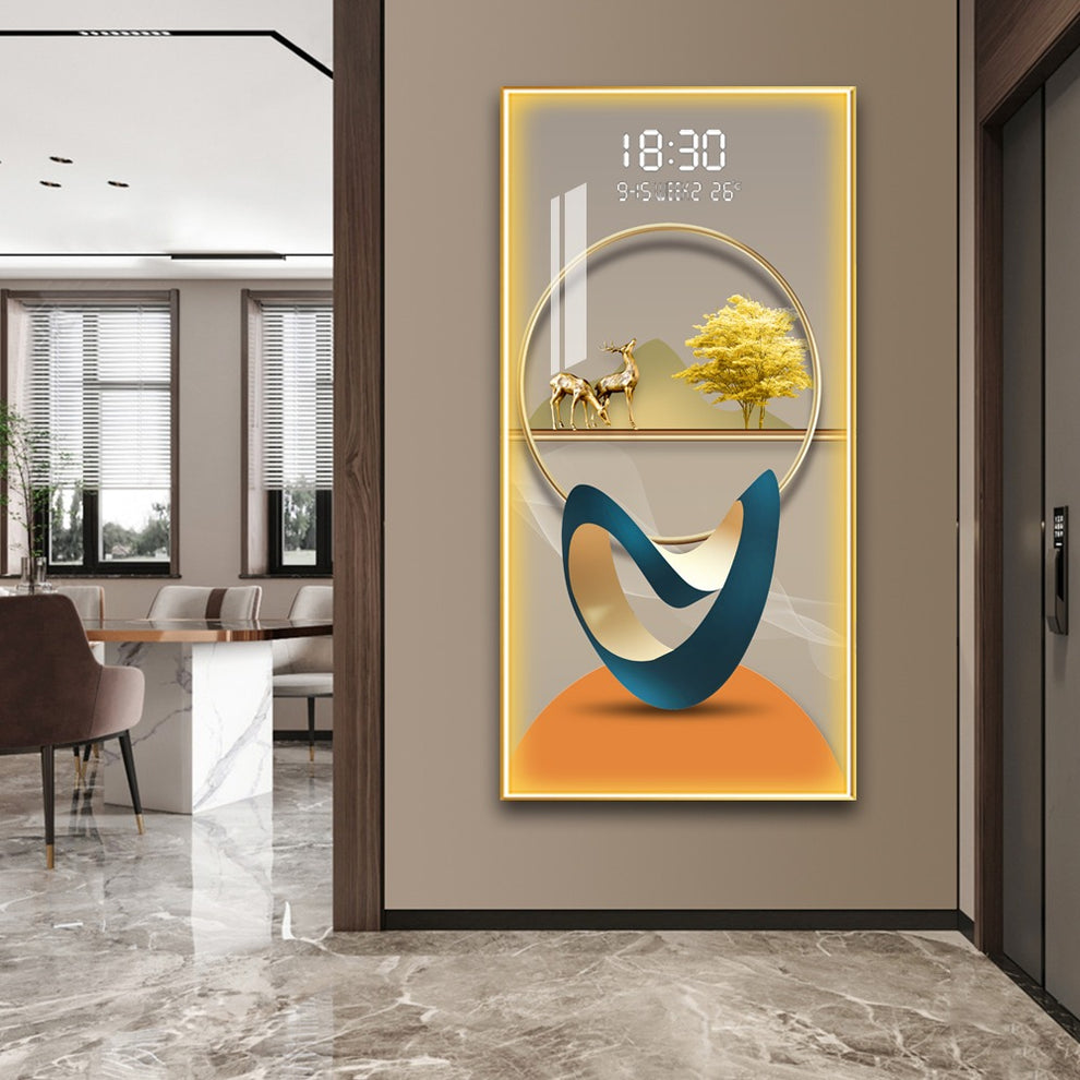 Smoothing Harmony Crystal Painting With Digital Clock And Led