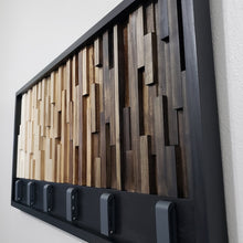 Load image into Gallery viewer, Timber Gradient With Hook Rack Plank Wood Mosaic Wall Decor
