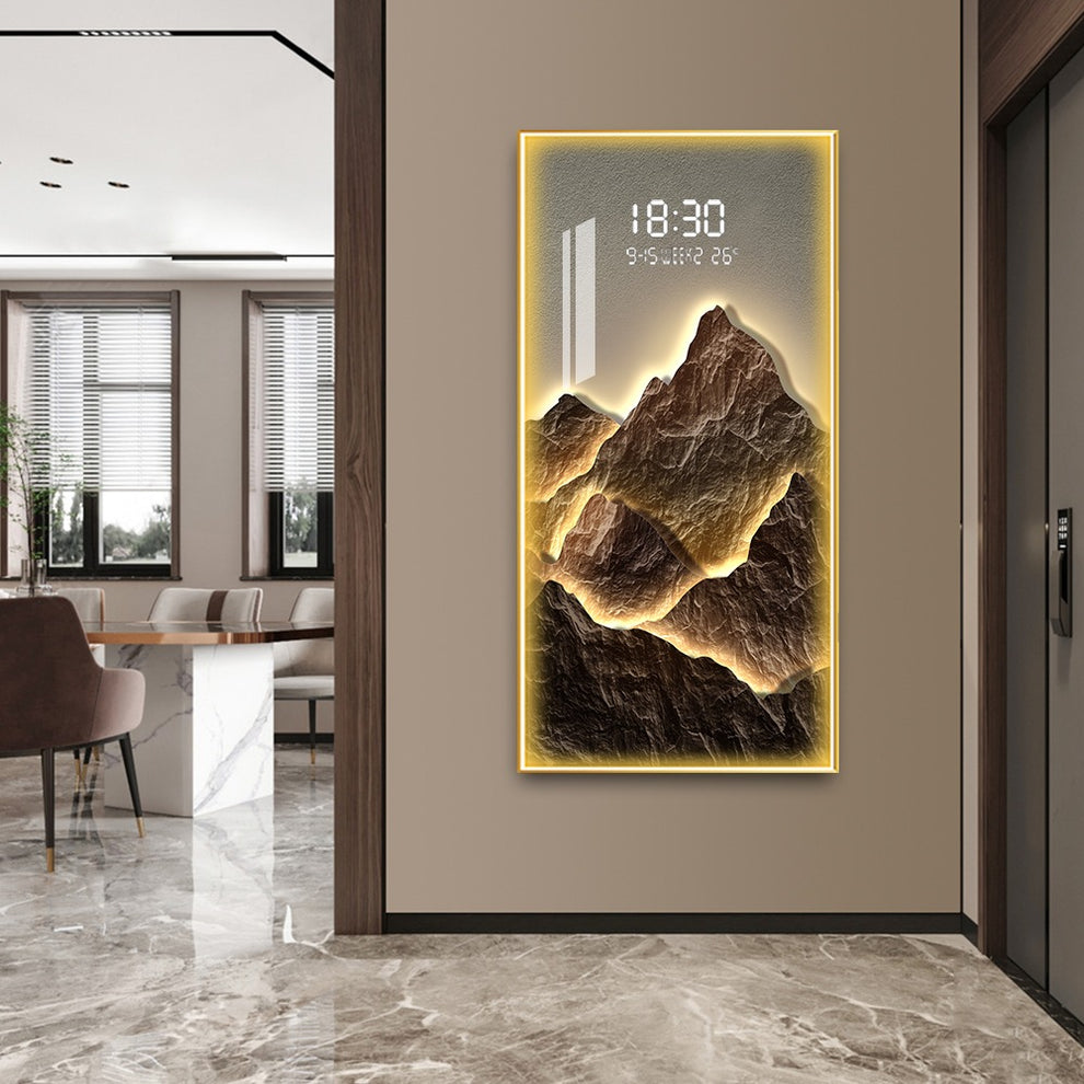 Shimmering Crystal Wall Art with LED and Digital Display