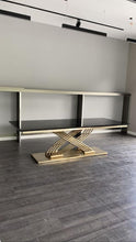 Load image into Gallery viewer, Stainless Steel Matte Brass Gold Dinning Table
