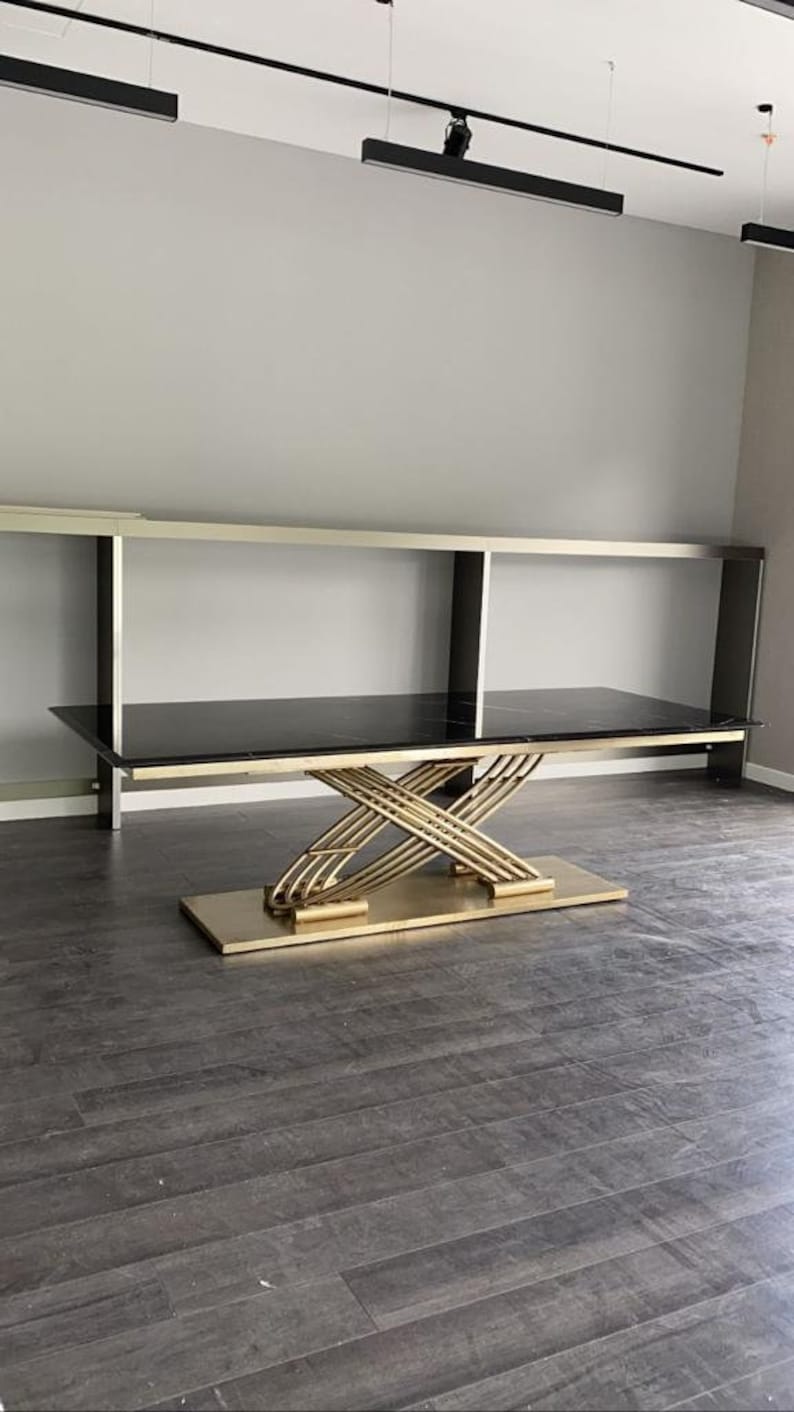Stainless Steel Matte Brass Gold Dinning Table