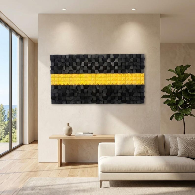 Obsidian Gold Wood Mosaic Wall Decor