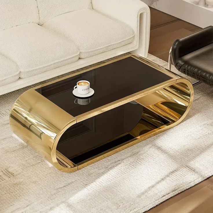 Luxury Coffee Table With Gold Metal Base