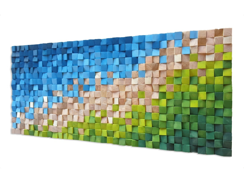 Green Valley Wood Mosaic Wall Decor