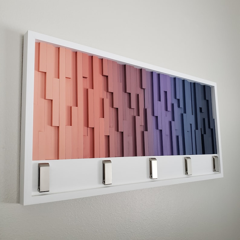 Gradient Luxe Wall Hook Rack Plank Wood Mosaic Wall Decor