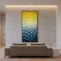 Blue and Yellow Ombre Art Geometric Wood Mosaic Wall Decor