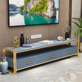 Modern Gray TV stand Stone Top Minimalist Media Console With Drawers