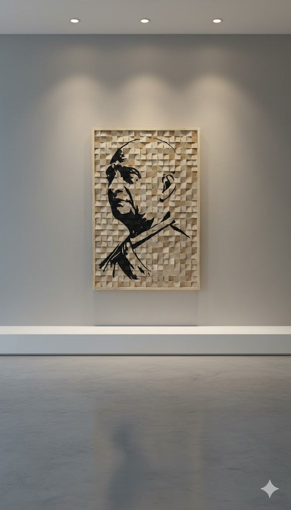 Sardar Vallabhbhai Patel Wood Mosaic Wall Decor