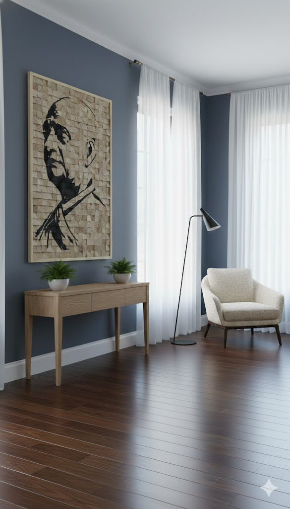 Sardar Vallabhbhai Patel Wood Mosaic Wall Decor