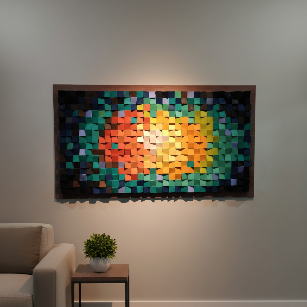 Gorgeous Valley Of Flowers Wood Mosaic Wall Decor