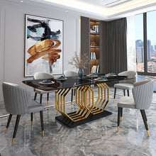 Load image into Gallery viewer, Modern Rectangle Black Marble Dining Table
