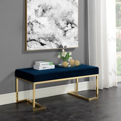 Elegant Modern Round Edge Bench In Blue