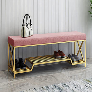 Modern Bench With Shoe Rack In Pink